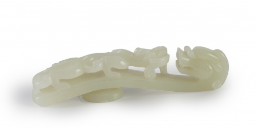 Hebilla de cinturón en jade tallado.China, S. XIX.