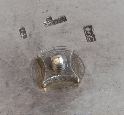 Recado de vinagreras Fernando VII de plata en su color.Ni