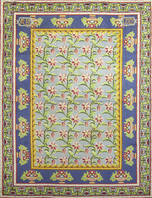 Alfombra en lana de nudo español de Cuenca.S. XX.