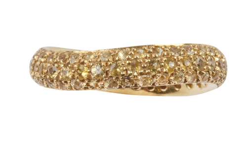 Doble sortija POMELLATO de forma sinuosa, cuajada cada una 