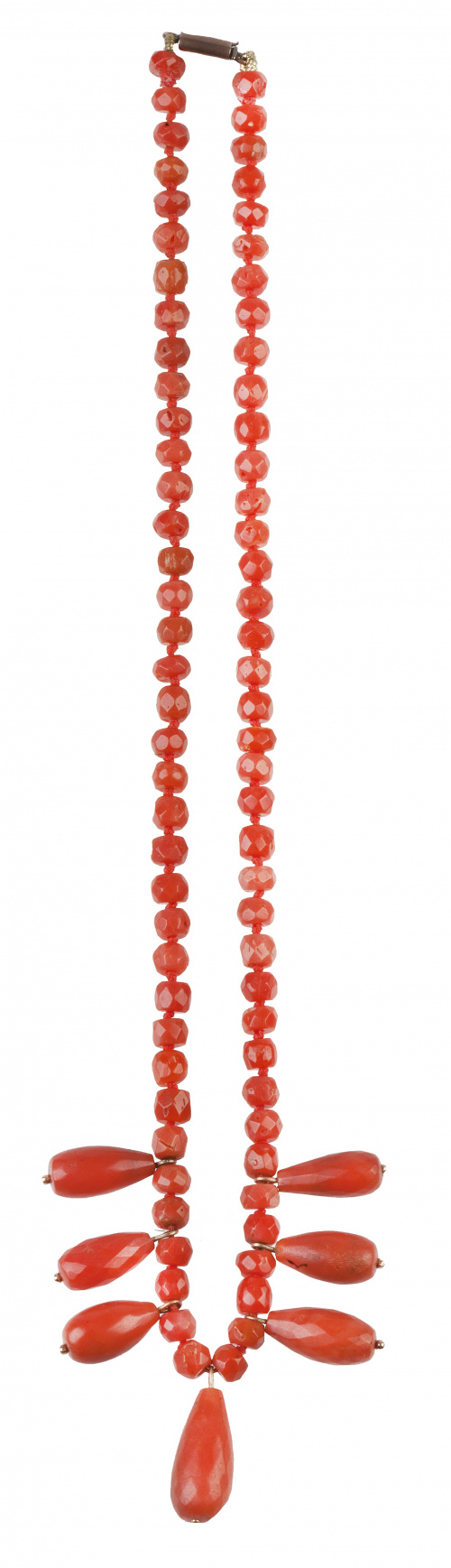 Collar Imperio S. XIX de coral mediterráneo facetado con si