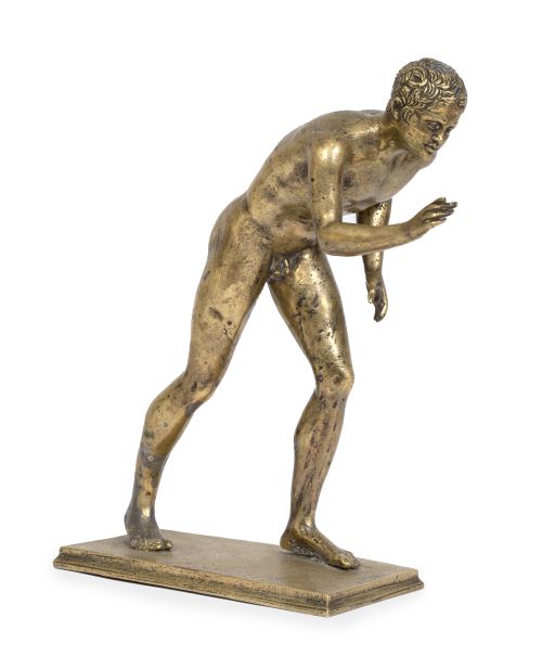 Atleta corriendo.Figura de bronce dorado, siguiendo model