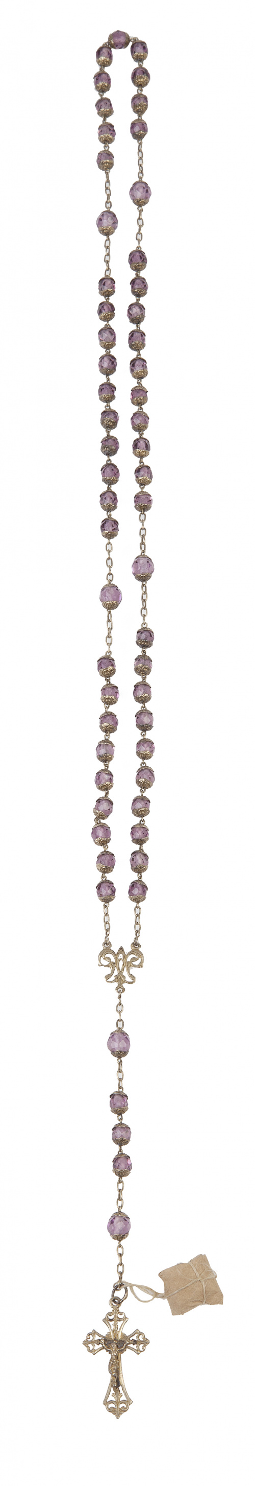 Rosario S. XIX con cuentas de amatistas factadas en plata d