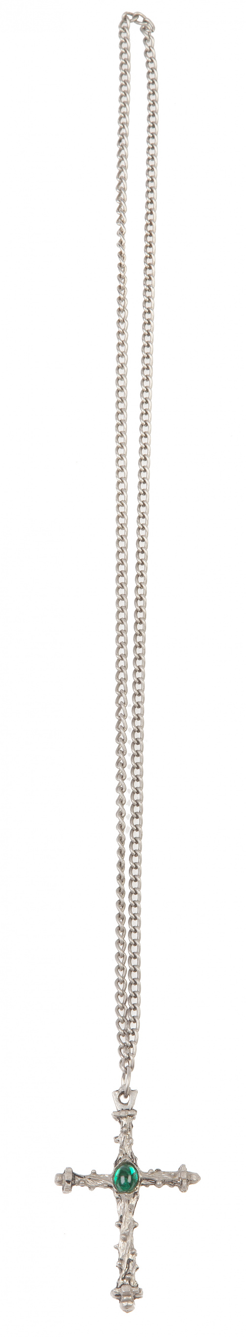 Cruz colgante de plata S.XIX con brazos a modo de tronco de