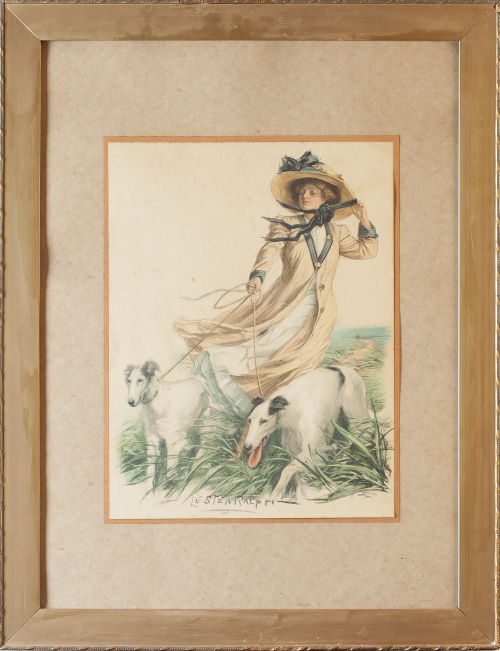 LESTER RALPH (1876-1927)Dama con perros