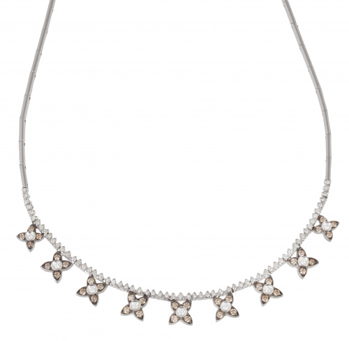Gargantilla con centro de flores de brillantes brown combin