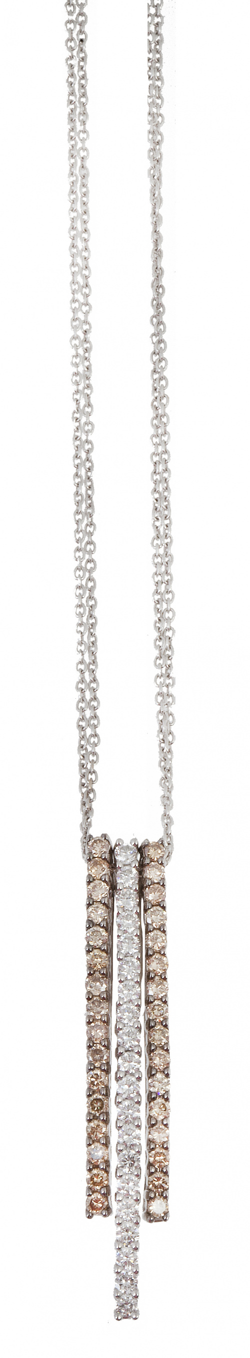 Colgante con tres bandas de brillantes brown y blancos, en 