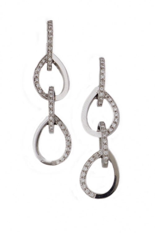 Pendientes largos de brillantes en aros y gotas encadenados