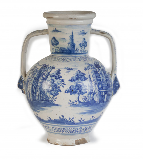 Gran jarrón en cerámica esmaltada de la Serie Azul.Talave