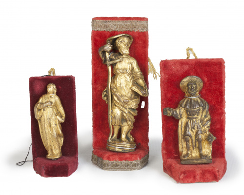 Lote de tres bronces de santos.España S. XVI-XVII