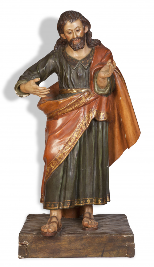 San JoséEscultura en madera tallada y policromada.Escue