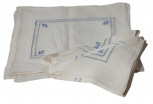 Juego de seis manteles individuales y seis servilletas en h