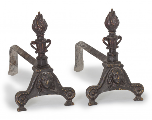 Pareja de morillos de bronce de estilo Luis XIV, S. XIX.