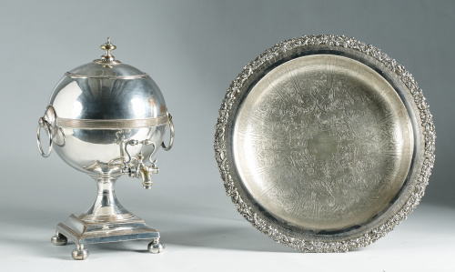 Samovar de estilo neoclásico de metal plateado, S. XIX - XX.