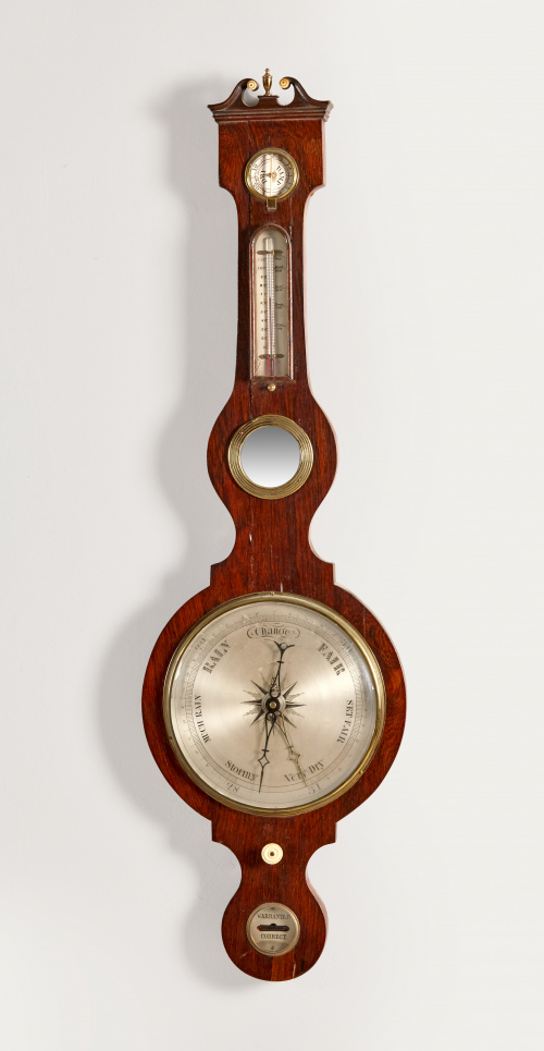 Barómetro de madera de caoba, S. XX.