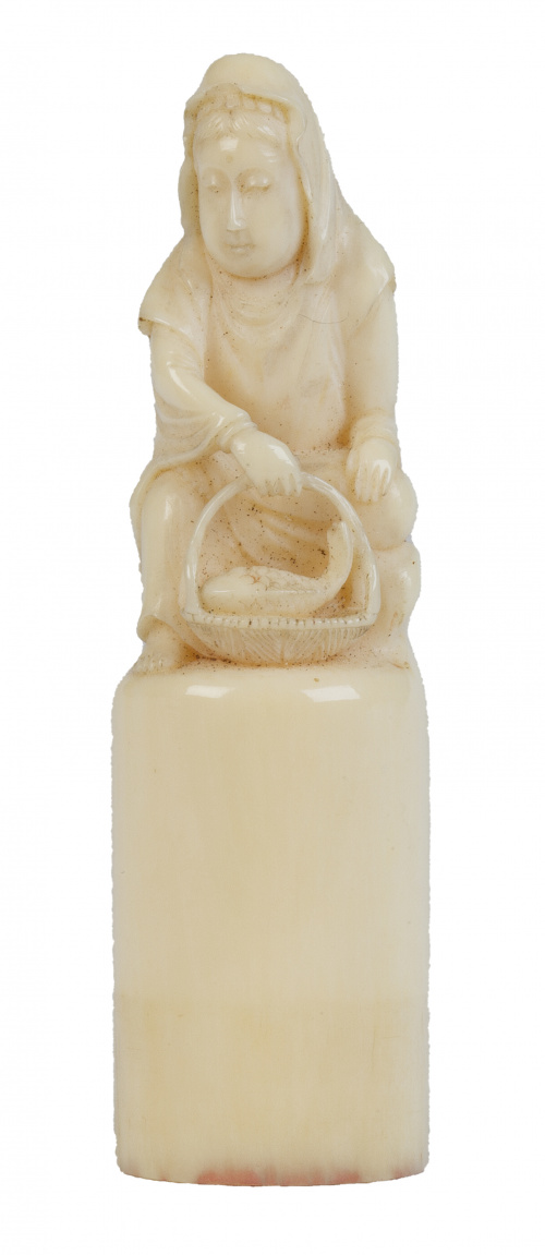 Sello en marfil tallado.China, Dinastía Qing.