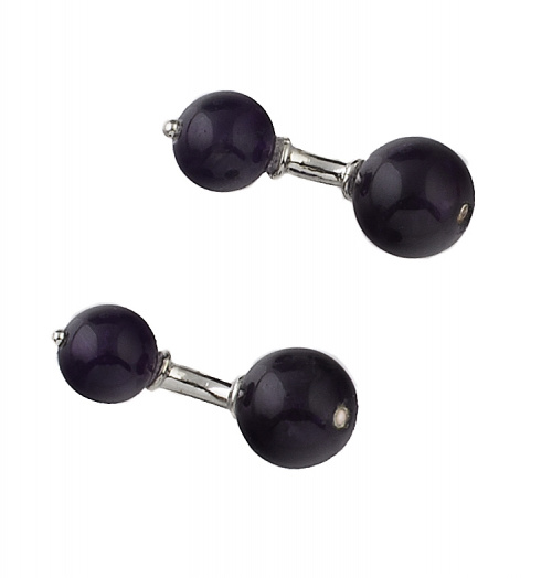 Gemelos dobles de diseño de esferas de amatista adornada po