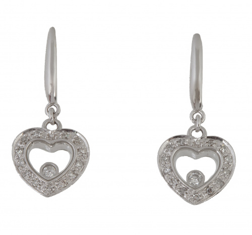  Pendientes largos estilo Chopard de brillantes con diseño 