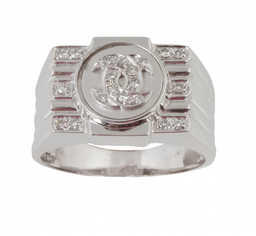 Prog. 43673. . Sortija de brillantes tipo sello estilo Chan