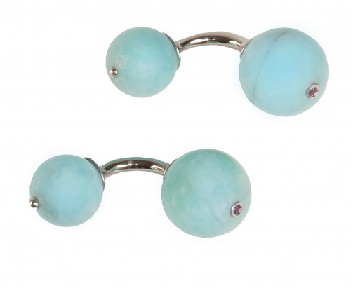 Prog. 68191. Gemelos dobles con dos esferas de amazonita co