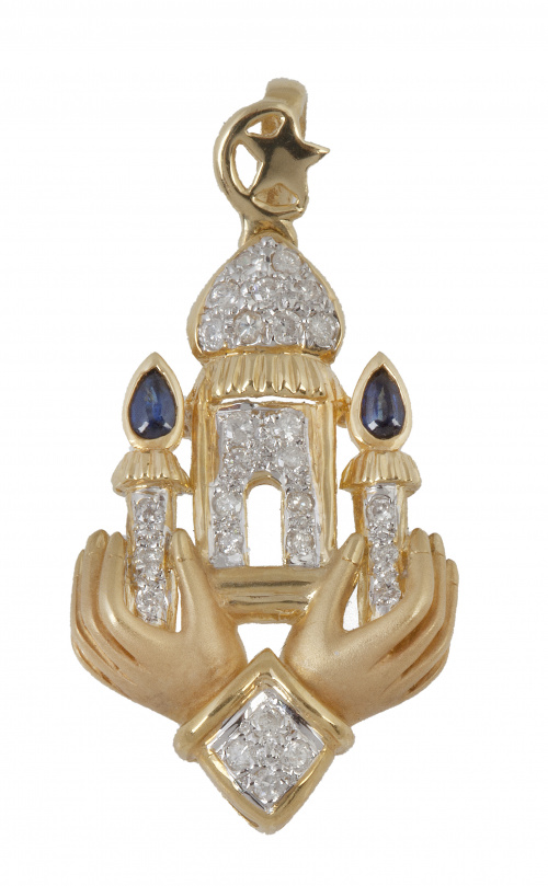 Prog. 61502. Colgante Taj Mahal de brillantes y zafiros mar