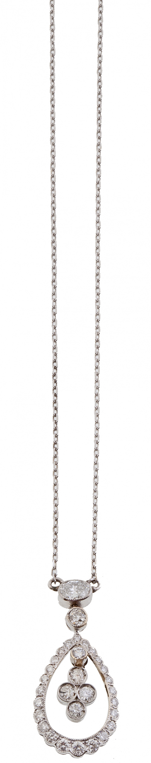 Pendentif de brillantes en forma de lágrima de chatones con