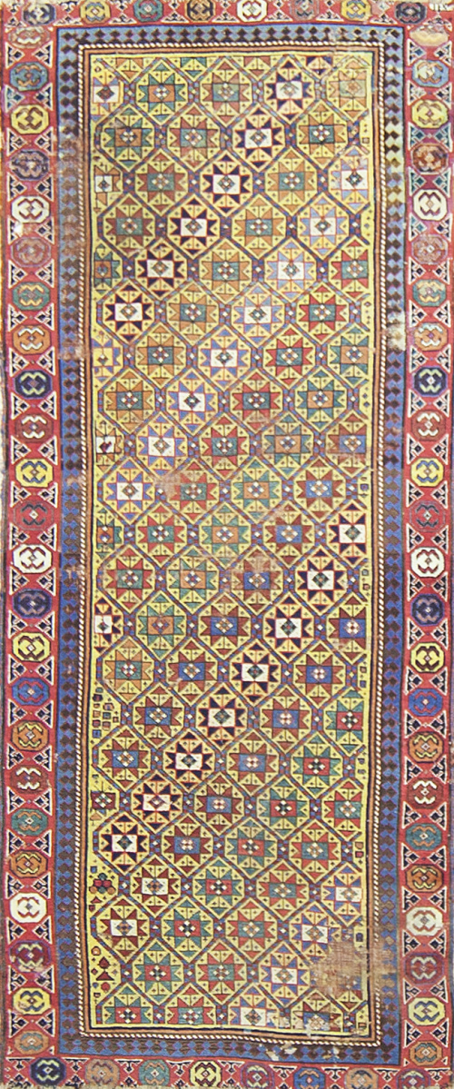 Alfombra antigua persa, de decoración geométrica
