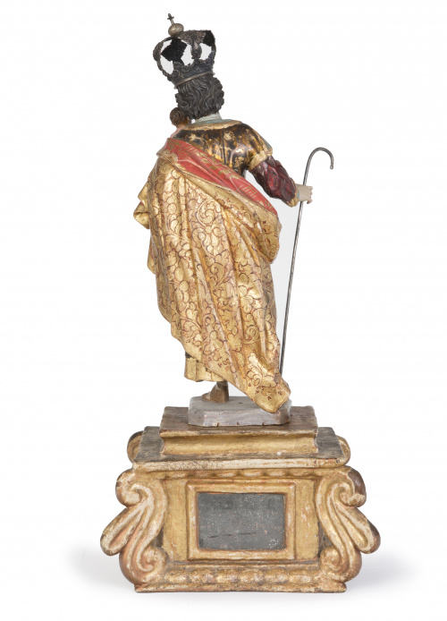 San José con el Niño.Escultura en madera tallada, policro