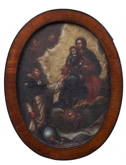 ESCUELA ESPAÑOLA, SIGLO XVIIVirgen del Rosario con Santo 