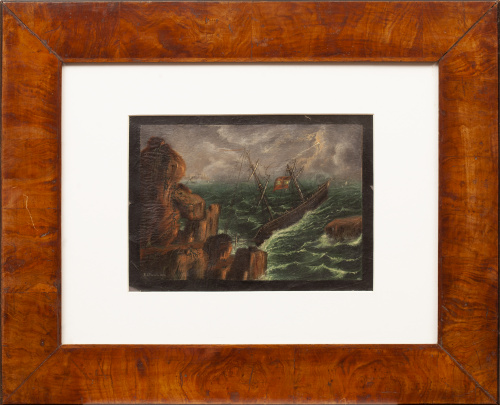 B. S. VARANDA (Escuela española, 1842)Vista costera con n