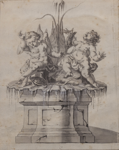 ESCUELA FRANCESA, H. 1800Diseño de una fuente con Cupido,