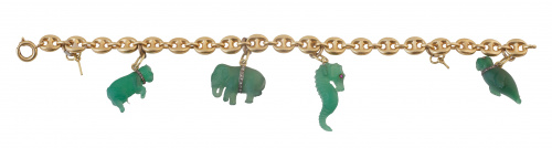  Pulsera de eslabones de calabrote con cuatro charms colgan