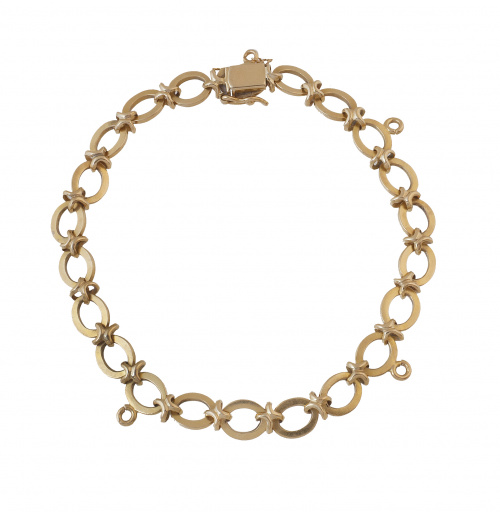  Pulsera de eslabones ovales articulados con piezas en form