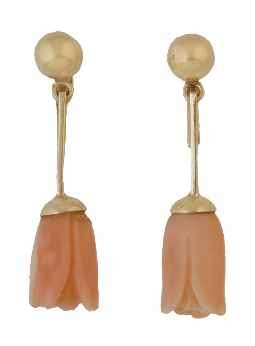 Pendientes largos con tulipanes de coral colgantes