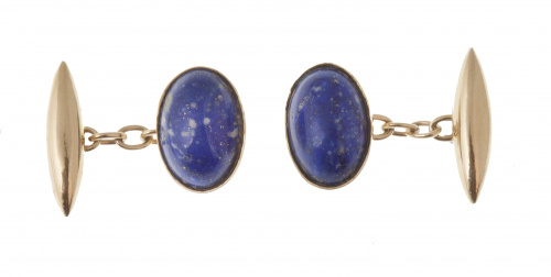  Gemelos años 50 con cabuchones de lapislázuli en montura c