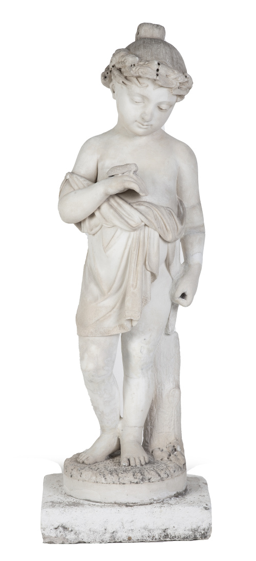 Alegoría del Estío en forma de niña, en mármol blanco.S. 