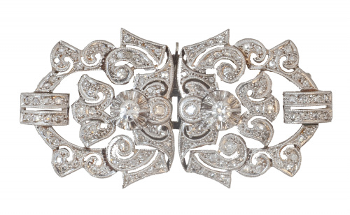 Broche de doble clip de brillantes años 30, con brillantes 