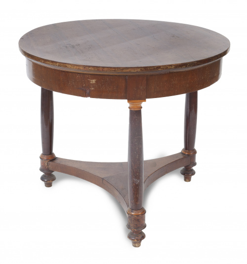 Velador imperio de madera de nogal.Francia, S. XIX.