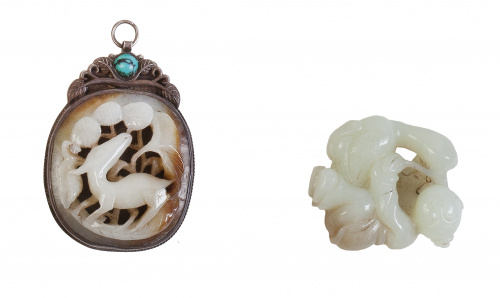 Lote de dos piezas de jade tallado.China, S. XIX.