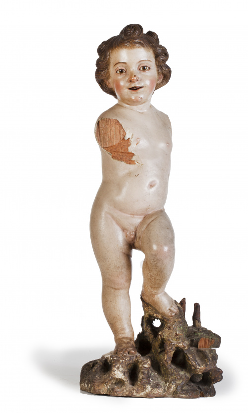 "Niño Jesús".Escultura en madera tallada y policromada.