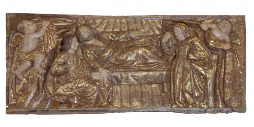 "Resurrección de Cristo"Tabla de madera tallada y dorada.