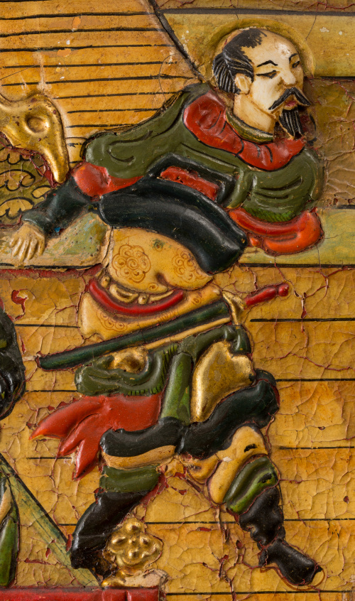 Biombo de seis hojas en madera y laca "Coromandel" con deco