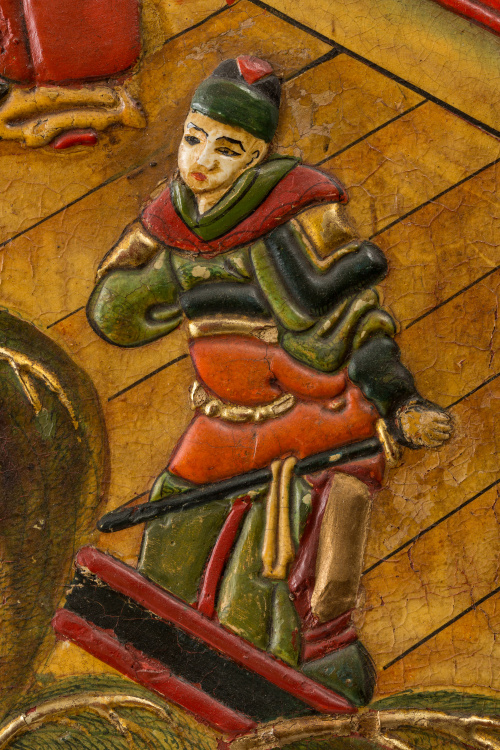 Biombo de seis hojas en madera y laca "Coromandel" con deco