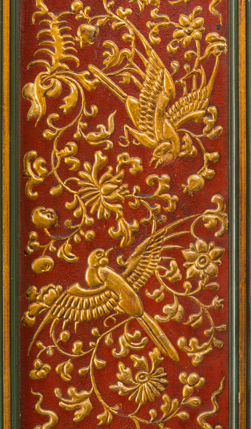 Biombo de seis hojas en madera y laca "Coromandel" con deco