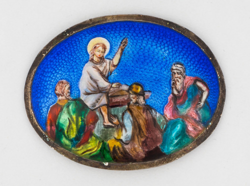 Lote de seis esmaltes, dos circulares con San Marcos y San 