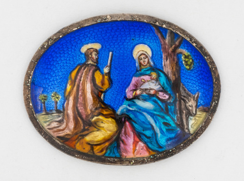 Lote de seis esmaltes, dos circulares con San Marcos y San 