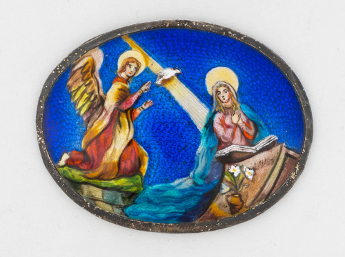 Lote de seis esmaltes, dos circulares con San Marcos y San 