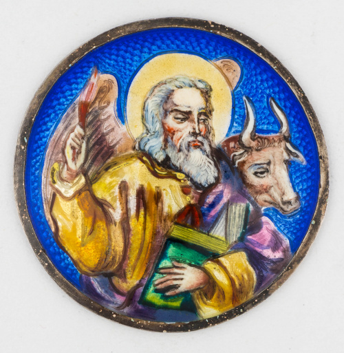 Lote de seis esmaltes, dos circulares con San Marcos y San 