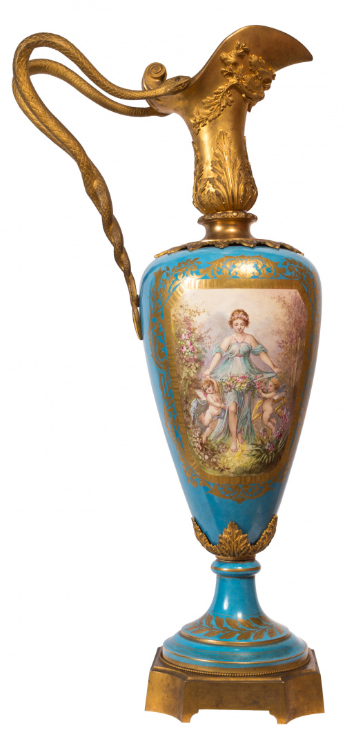 Importante pareja de jarras a la manera de Sévres en porcel