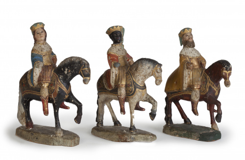 Reyes Magos.Esculturas en madera tallada y policromada.